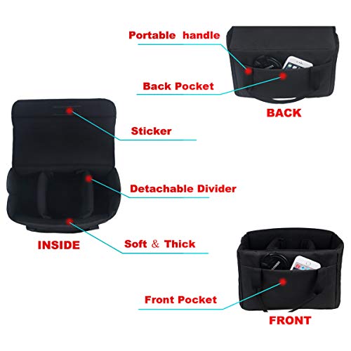 Camera Inserts Lens Padded Insert Liner DSLR SLR Protective Bag Camera Cube Roomy Case Waterproof Foldable pouch for Camera Lens Accessories Sony Canon Nikon Olympus (Black) - color: Black