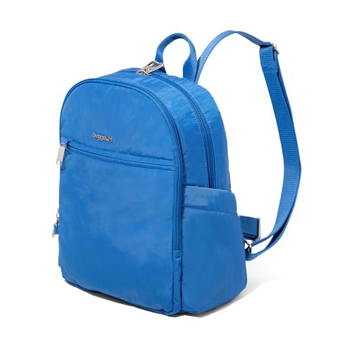 Securtex Anti-Theft Getaway Backpack - 9.4"x13"x5" Travel Safe Bag w/Locking Zippers, Slash-Resistant, RFID - color: Lapis