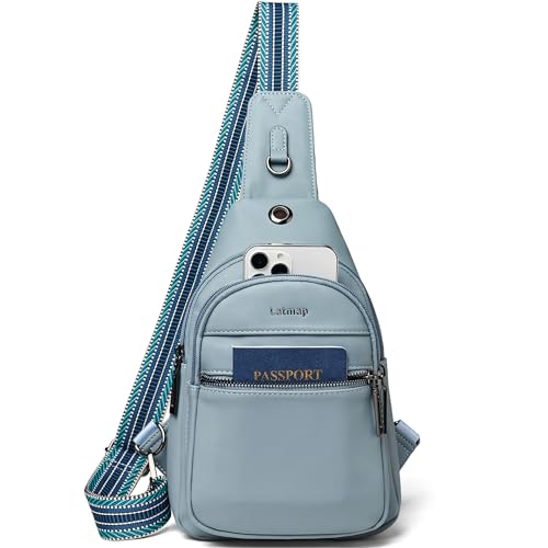 LATMAP 7L Sling Bag For Women Faux Leather Anti Theft Small Casual Daypack Backpack Fanny Pack Crossbody Chest Bags Purse Waterproof Light Blue - color: 7l-light Blue