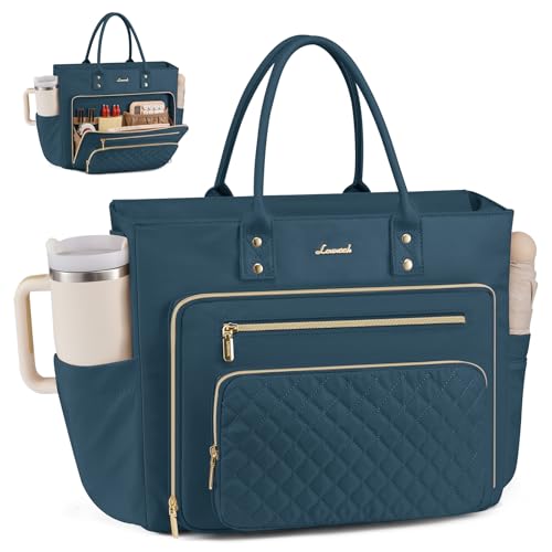 LOVEVOOK Laptop Tote Bag for Women, Teacher Work Bags With Laptop Compartment, Computer Laptop Bag With Large Cup Holder, Professional Briefcase Business Large Handbag Gifts, 17 Inch Dark Teal - color: Dark Teal, size: 17.3 inch