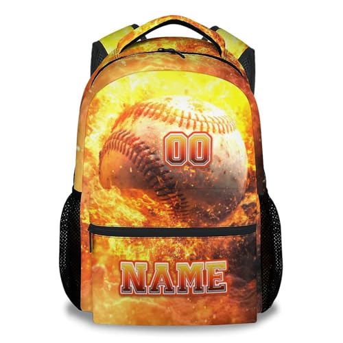 Boys Backpack, Personalized Baseball Backpacks for Kids, 17 Inch Custom Toddler School Bag with Name, Sport Theme Bookbags for Elementary School - color: Color-1