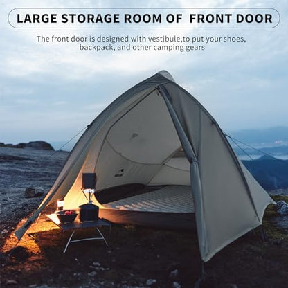 Naturehike Cloud Up 1 Person Tent, Lightweight Backpacking Tents for One Man, Waterproof Ultralight One Person Tent for Camping Hiking Backpacking - color: Sand
