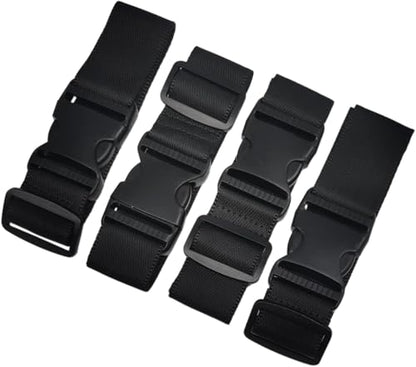 BlueCosto Luggage Straps to Add a Bag - 4 Straps, Black - Adjustable Travel Buckle to Add & Carry Backpack, Purses & Bags
