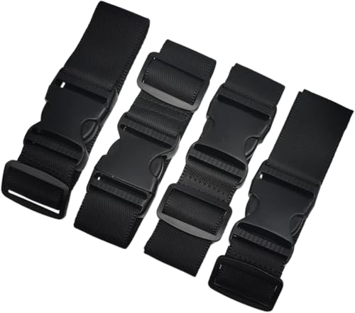 BlueCosto Luggage Straps to Add a Bag - 4 Straps, Black - Adjustable Travel Buckle to Add & Carry Backpack, Purses & Bags