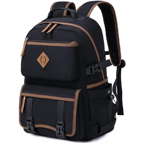 Laptop Backpack 15 -17 Inch for Women Men Large College Bookbag Elementary Middle High School Bag for Kids Teens Girls Boys Student Waterproof Travel Backpacks Book Rucksack Work Daypack Black - color: Black