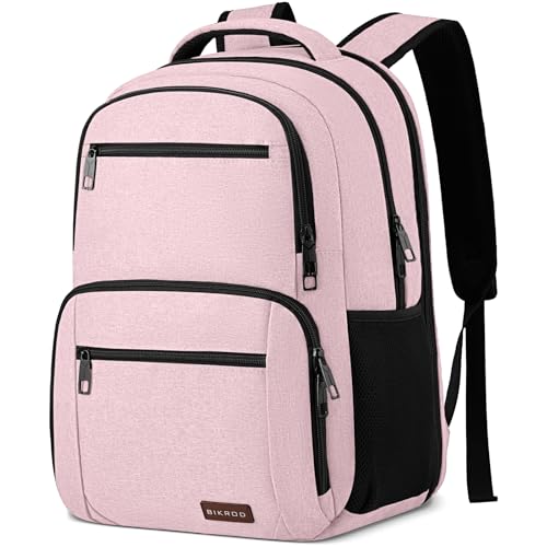 BIKROD Backpack for Girls Women, School Backpack for Teen Boys, Lightweight Casual High School Bookbag, Daily-use Travel Laptop Backpack with USB Charging Port Fits 15.6 Inch Notebook - color: Pink, size: 15.6 Inch