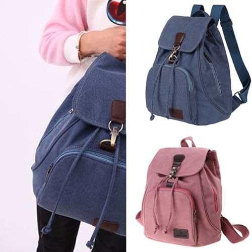 Stylish Canvas Backpack for Women Travel Daypack Trendy School Bag with Spacious Storage - color: Army Green