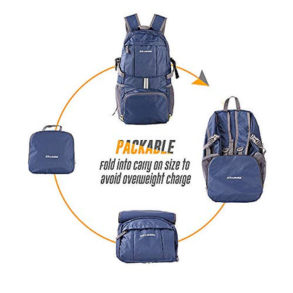 35L Lightweight Packable Backpack Waterproof Durable Hiking Travel Backpack Daypack - color: Navy