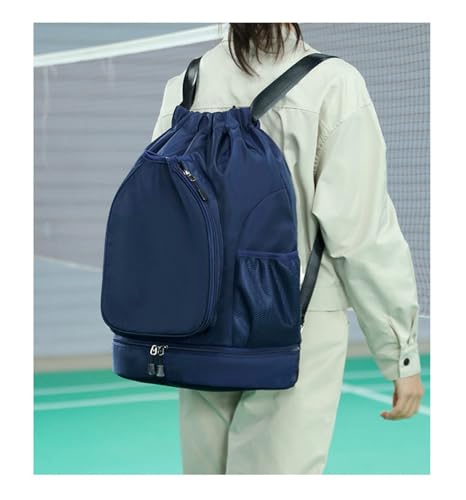 Multifunctional sports bag, backpack, independent shoe compartment, can hold basketball, badminton and tennis(Dark Blue) - color: Dark Blue