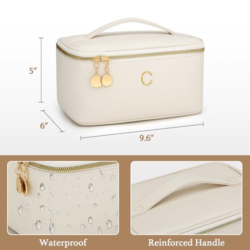 Gifts for Women Travel Makeup Bag Personalized Cosmetic Bag Portable Large Capacity Toiletry Bag(Beige-C) - color: Beige, style: C