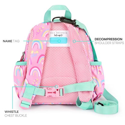 mibasies Backpack Leash for Toddlers 1-3: Baby Backpack for Girls with Anti-Lost Harness - Rainbow Pink - color: Rainbow, style: Leash (Age 1-2)