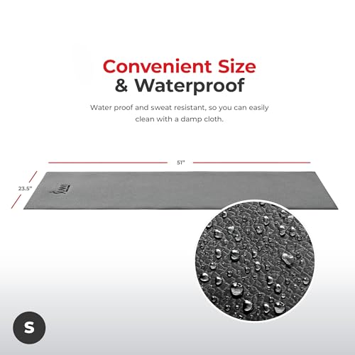 Sunny Health & Fitness Equipment Mat – Multiple Size Options – Non-Slip Floor Protection Pad for Treadmill, Bike, Elliptical, Yoga or Standing Desk and other Exercise Equipment - style: Small 51”
