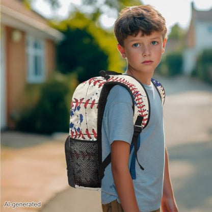 3PCS Backpack for Boys Girls Teens, USA Flag Baseball 3 in 1 Lightweight School Bag 17 Inch School Backpack with Lunch Box Pencil Case for Middle High Students - color: Usa Flag Baseball