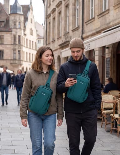 ECOHUB Small Crossbody Bags for Women Men, Anti-Theft RFID Blocking Sling Backpack with Sturdy SBS Zippers Water Resistant Chest Shoulder Bag Daypack with 9 Pockets Travel Work Hiking, Teal - color: Small-turquoise