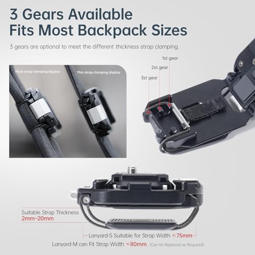 ULANZI F38 Camera Backpack Strap Clip Quick Release Kit for Backpack Straps V2, QR Plate Camera Tripod Mount - size: Backpack Straps V2 Kit