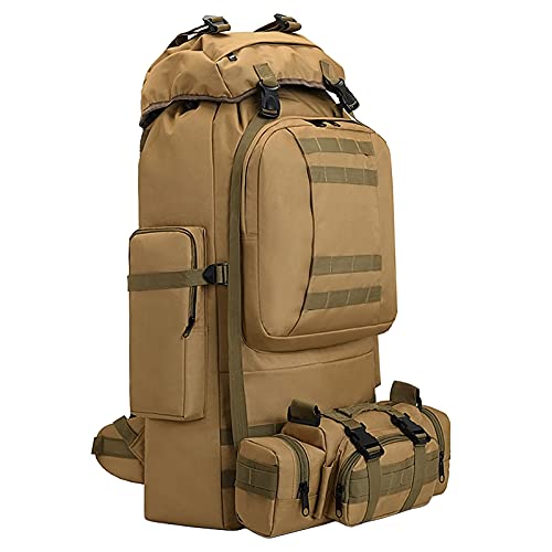 100L Camping Hiking Backpack,Molle military Tactical rucksack backpack,Waterproof Lightweight Hiking Backpack - color: Khaki