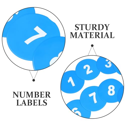 10pcs Football Training Discs 23cm Flat Cone Spot Markers Non-Slip Agility Points Navy Numbered Sports Markers for Soccer Speed and Agility Training