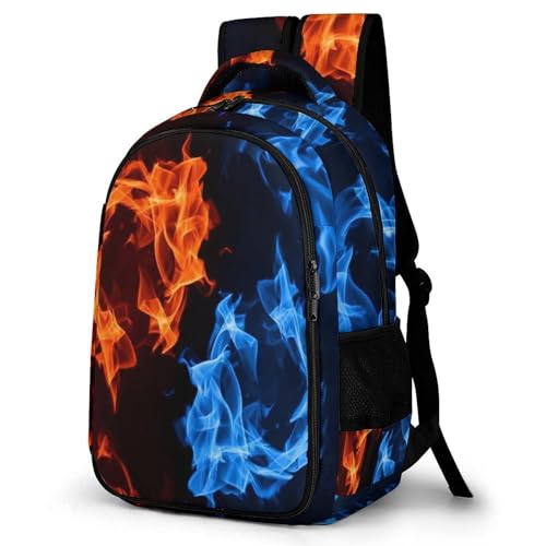 Water Resistant College Bookbag Red Blue Fire Balck, Sturdy Laptop Backpack with Water Bottle Pockets for Men Women Travel Work - color: Pattern (329)