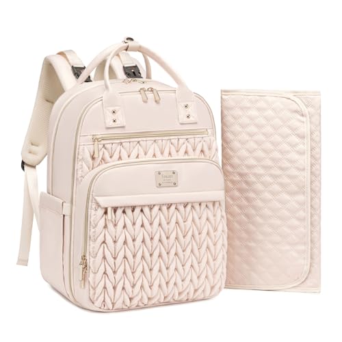 Tealari Diaper Bag Backpack,Stylish Baby Diaper Bag,Waterproof Travel Diaper Backpacks Baby Bags with Changing Pad,Stroller Straps,Insulated Pockets (Beige) - color: Beige