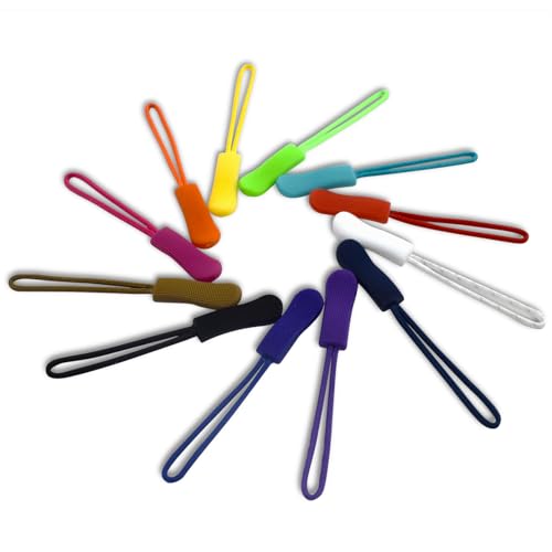 120Pcs Zipper Extension Replacement Pulls Replacement Zipper Tabs for Backpacks Luggage Jacket Repair Kit, 12 Colors