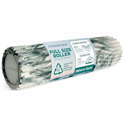 Oceanfoam Tidal Roller - Hunter Marbled - Muscle Massage Foam Roller for Back Pain & Stretching - Firm and Ergonomic Wide Wave Textured - Yoga, Athletics, & Wellness - Full Size, 20" x 5" - color: Hunter Marbled