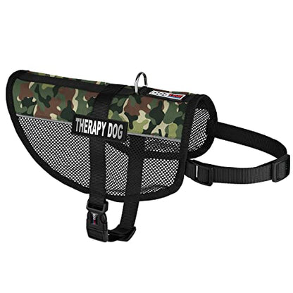Dogline MaxAire Vest Therapy Dog Removable Patch Adjustable Harness Reflective for Puppies Small Medium and Large Dogs 13 by 16 Inch Girth Green Camo - color: Green Camo, size: Girth 13 by 16"