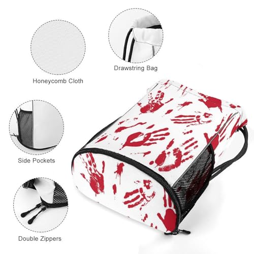 Hand Skull Drawstring Backpack Gym Bag With Shoe Compartment String Bag Sport Beach Swimming Sackpack For Women Men - color: Hand Skull