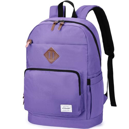 RAVUO School Backpack for Men Women, Water Resistant 15.6 inch Laptop Bag College Bookbag Casual Daypack Travel Rucksack - color: Purple