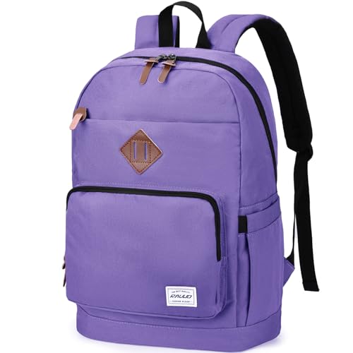 RAVUO School Backpack for Men Women, Water Resistant 15.6 inch Laptop Bag College Bookbag Casual Daypack Travel Rucksack - color: Purple