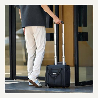 Amazon Basics Underseat Carry-On Luggage with Wheels and Handle, 14" Rolling Travel Bag, Fits Under the Seat, Black - color: Black