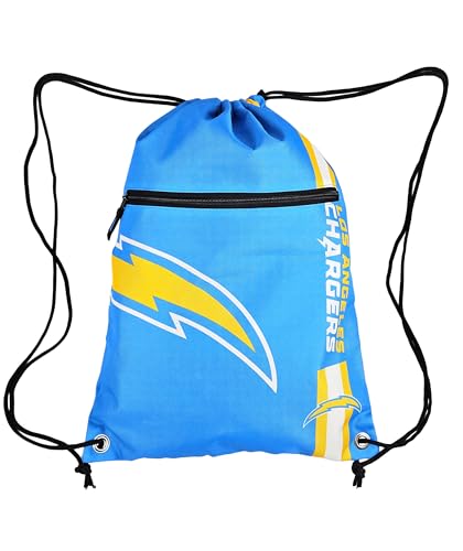 FOCO Los Angeles Chargers NFL Drawstring Backpack with Zippered Pocket — Officially Licensed, Cordura Nylon - color: Los Angeles Chargers