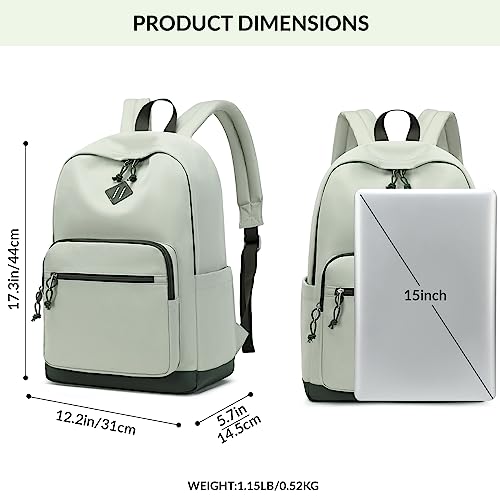 Lohol Classic Backpack for Girls Boys Teens, Lightweight Bookbag for School Travel College (Green/Green) - color: Green/Green