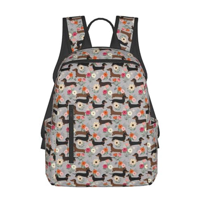 Lightweight Daypack Dachshund Dog Floral, Stands Upright, Padded Laptop Sleeve, for Commuters & Travel - color: Picture (826)