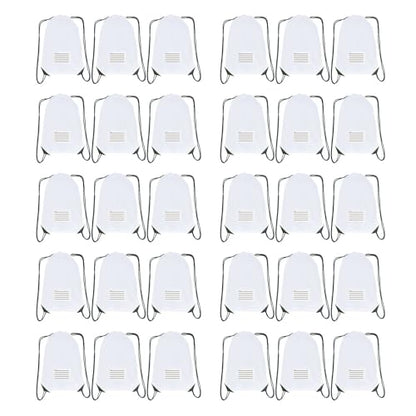 Drawstring Backpack Bulk 30 Packs Draw String Bags for Gym Sports Trip Pedestrianism Cinch Sack DIY for Women Men with Memo Card (white) - color: White