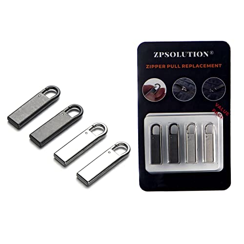 Zpsolution Zipper Pull Tab Replacement Metal Zipper Handle Mend Fixer for Suitcases Luggage Jacket Backpacks Coat Boots - color: Sliver and Black