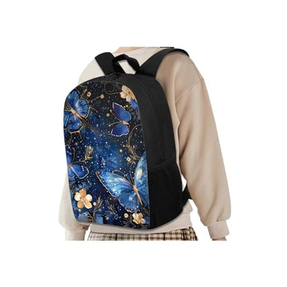 Blue Butterfly 17 Inch Backpack Set with Lunch Bag, Pencil Case, Water Bottle Holder for Girls, Children, School Supplies - color: Blue Butterfly