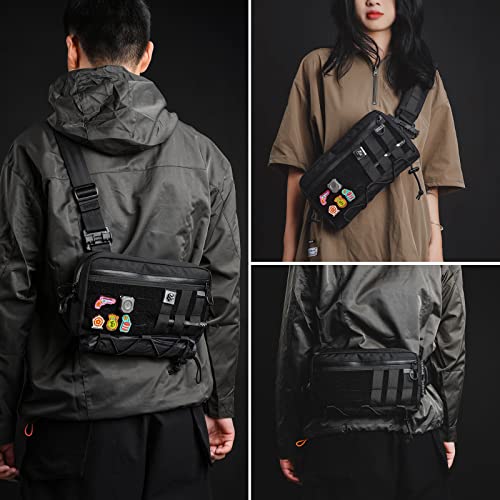 TACTICAL_GEEK Cache L3 EDC Sling Bag Chest, Lightweight Shoulder Daypack, 500D Nylon, Travel Hiking Concealed Carry, Crossbody Bag, Tactical Backpack, Hiking Ambidextrous Strap Black - color: Black