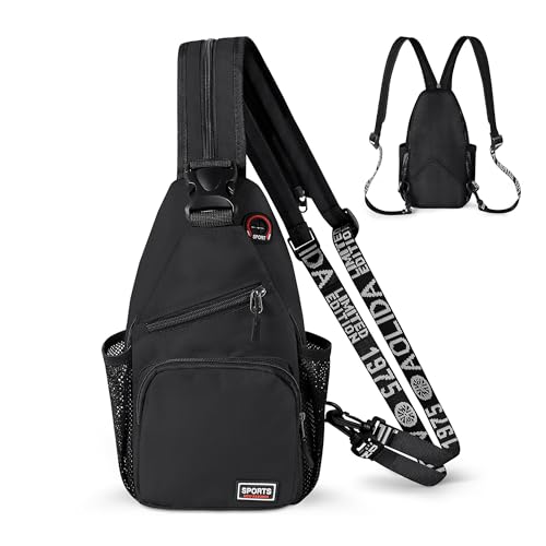 Geestock Convertible Sling Bag for Women Men, Lightweight Crossbody Backpack Daypack Chest Bag Fit 7.9" Tablet for Travel, Sport, Hiking & Commute, Black, 7.09in×3.15in×12.60in - color: Black, size: Small