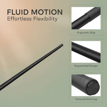 Yoga Stick, 5 ft Adjustable Aluminum Stretching Bar with Comfortable Foam Handles, Portable Fitness Pole for Body Shaping, Flexibility, Mobility, Balance Training, and Body Recovery