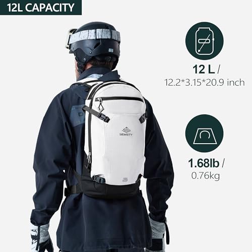 12L Ski & Snowboard Backpack, Backcountry Backpack for Men Women - color: White