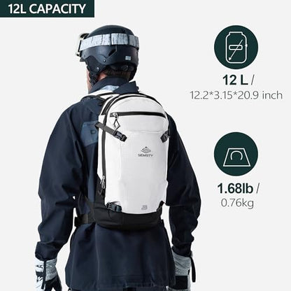 12L Ski & Snowboard Backpack, Backcountry Backpack for Men Women - color: White
