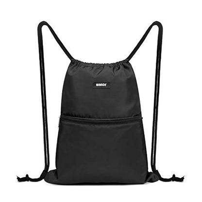 WANDF Drawstring Backpack, Gym Sackpack for Sports (Black) - color: Black