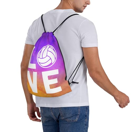 Love Volleyball Unisex Drawstring Backpack Bag Sport Gym Travel Swim Sackpack - color: Love Volleyball1
