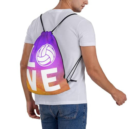 Love Volleyball Unisex Drawstring Backpack Bag Sport Gym Travel Swim Sackpack - color: Love Volleyball1