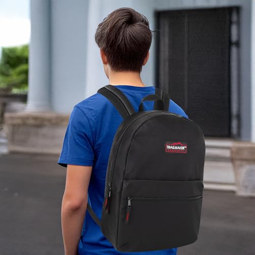 Trail maker Classic 17 inch Backpacks with Adjustable Padded Straps | School Backpacks for Girls, Boys (Black) - color: Black