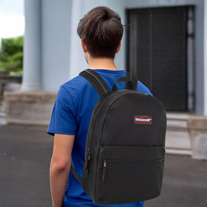 Trail maker 24 Pack 17 Inch Backpacks in Bulk Backpacks for Boys, Girls, School, and Homeless Donation - color: Black