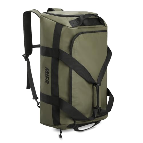MIER Gym Bag for Men Large Duffel Backpack with Shoe Compartment, 60L Convertible Duffle Bags Weekender Overnight Bag for Gym Sports Travel, Green - color: Green