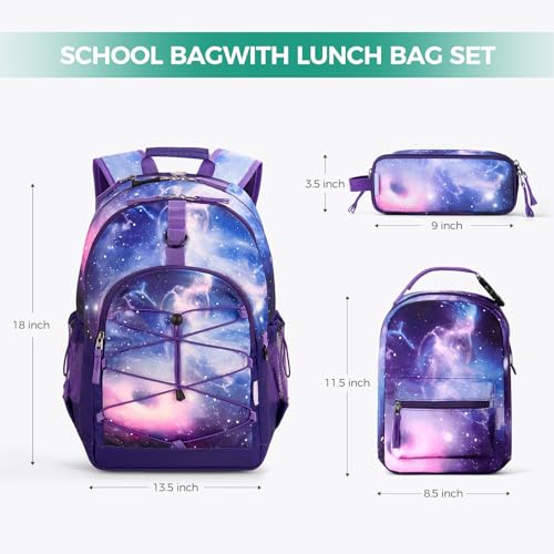 Choco Mocha Girls School Backpack with Lunch Box, Tie Dye Blue Backpack Set for Teen Girls 18 Inch Backpacks, 3 Pcs - color: Tie Dye-blue