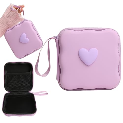 Charger Cover Storage Bag, Lovely 3D Love Heart Waves Design Charger Protector Travel Storage Case, Earphone Wire Saver Cable Cord Organizer Wireless Earphone Storage Box, Purple Love - color: Purple Love