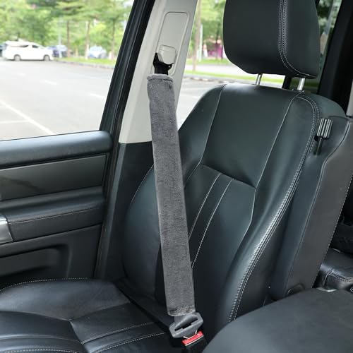 Amooca Soft Faux Fur Universal Fit Seatbelt Cover Car Truck SUV Airplane Seat Belt Shoulder Pad for Carmera Backpack Straps Neck Cushion Protector Extra Long 25.6in Dark Gray - color: Dark Gray, size: 25.6in 1pack